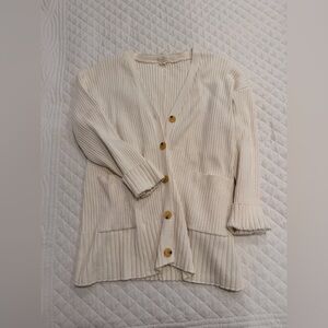 Calia Cream Ribbed Knit Cardigan
